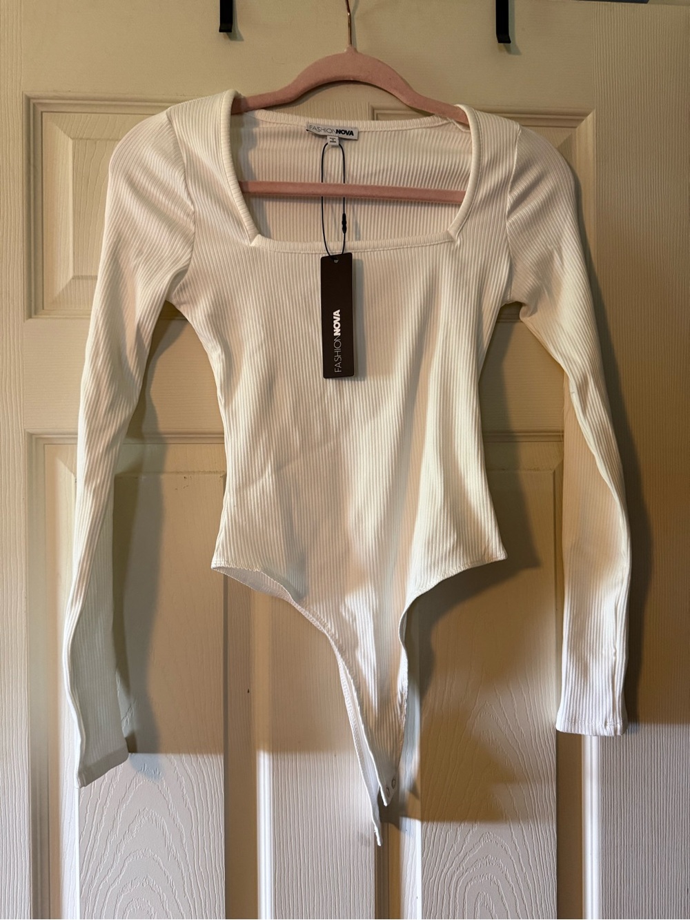NWT | Fashion Nova | Arianna Snatched Ribbed Bodysuit | Off White | Size: L